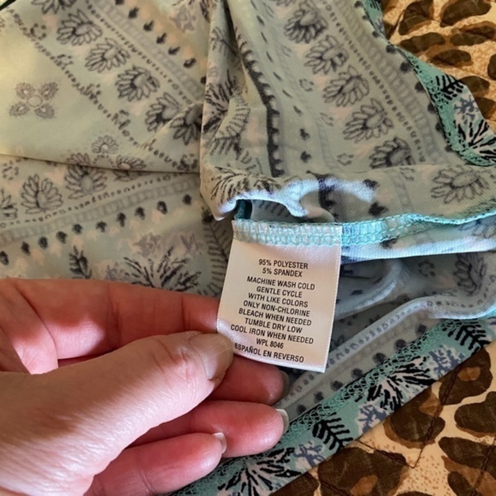 Boho Turquoise Flutter Sleeve Summer Blouse - Picture 5 of 7
